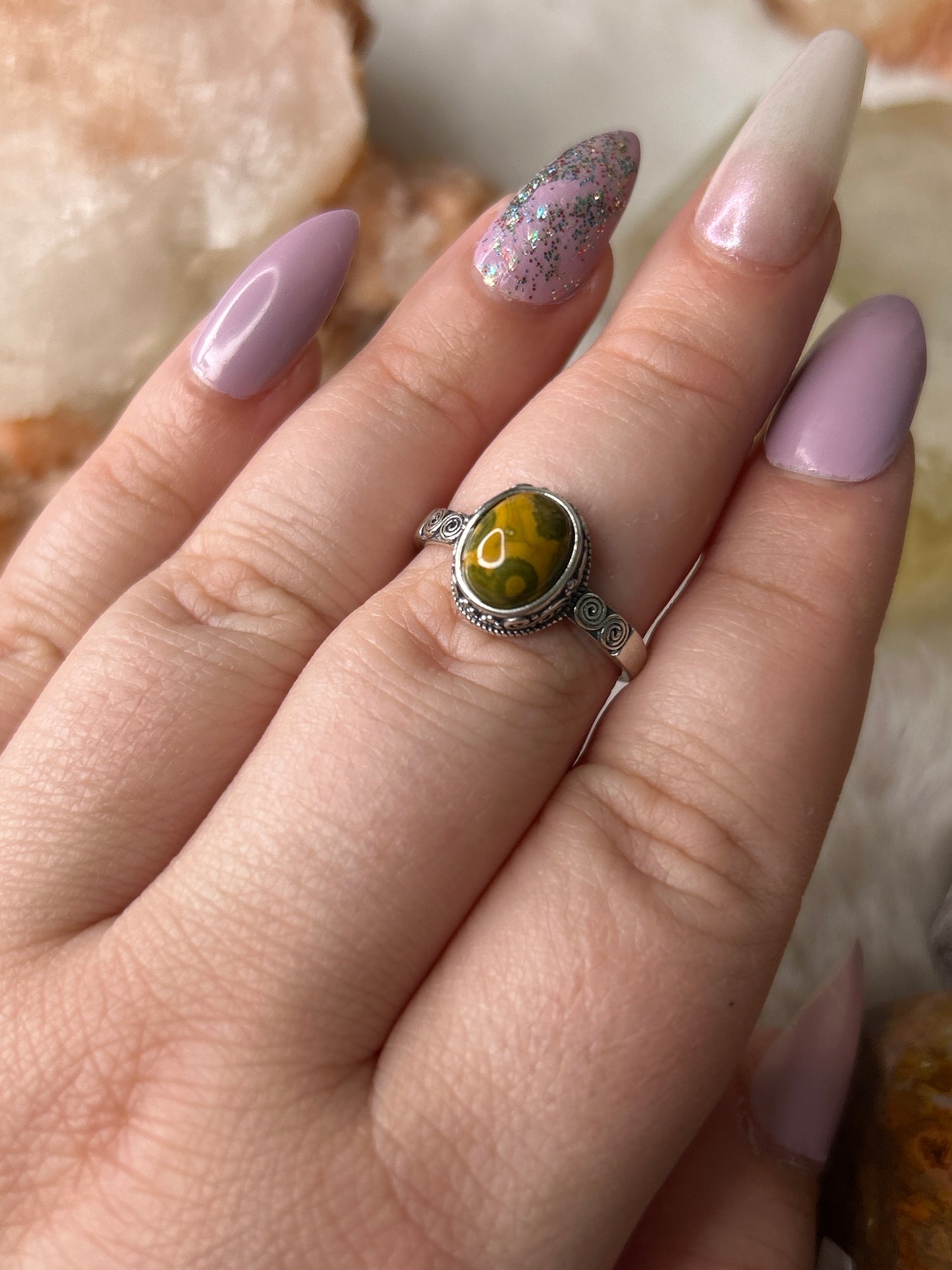 925 Sterling Silver Ocean Jasper Ring
