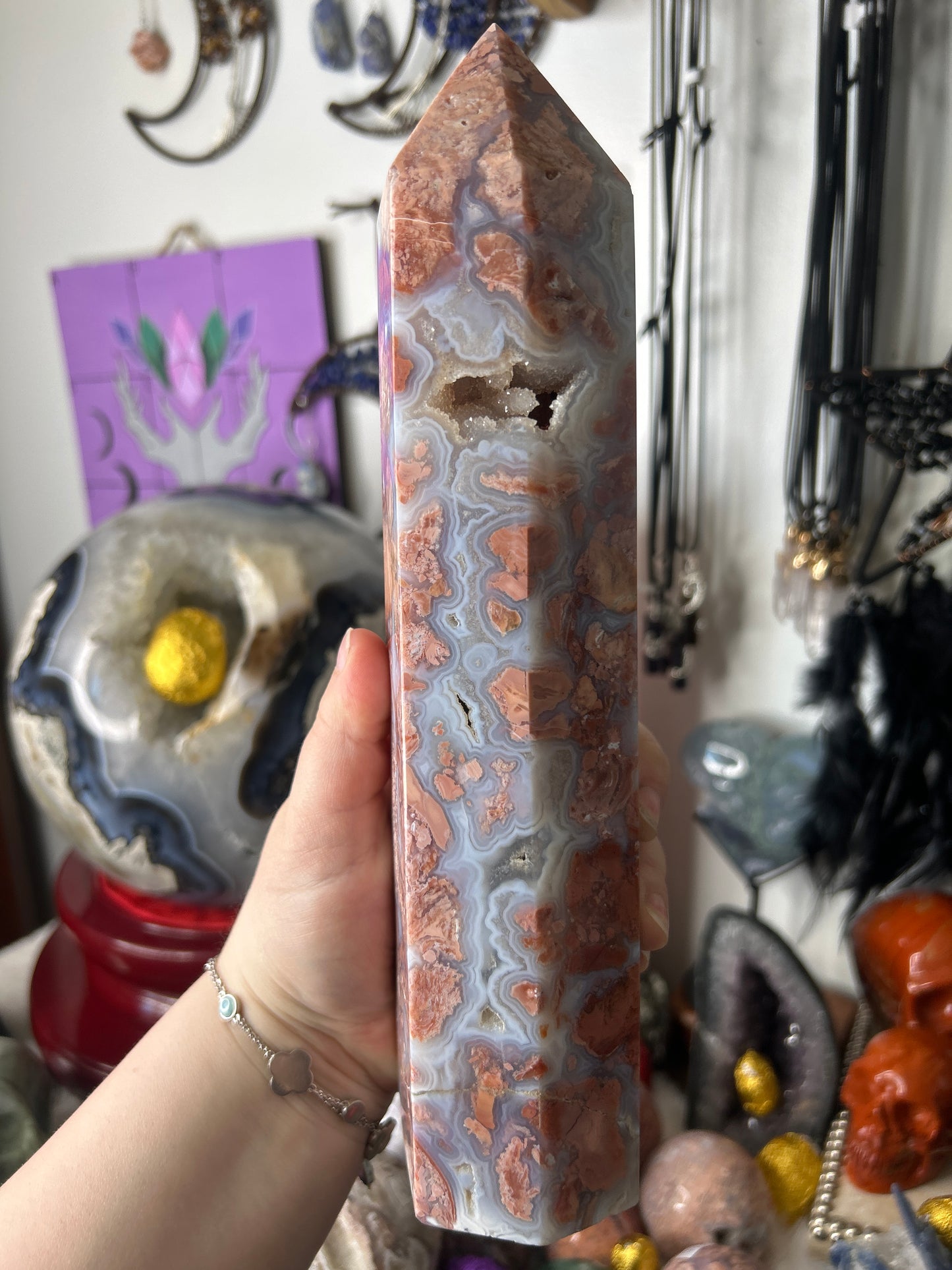 XL Cotton Candy Agate Tower