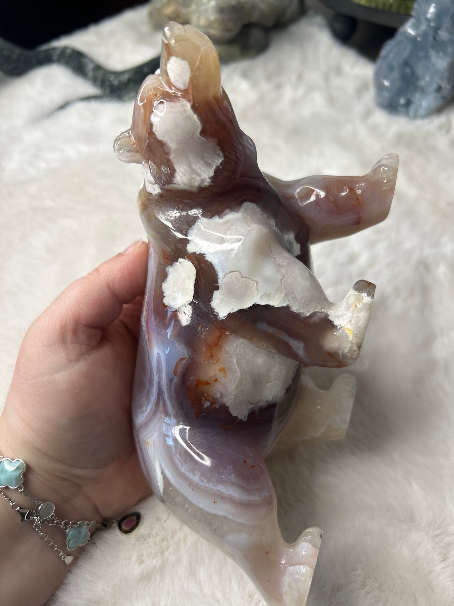 XL Flower Agate Bear