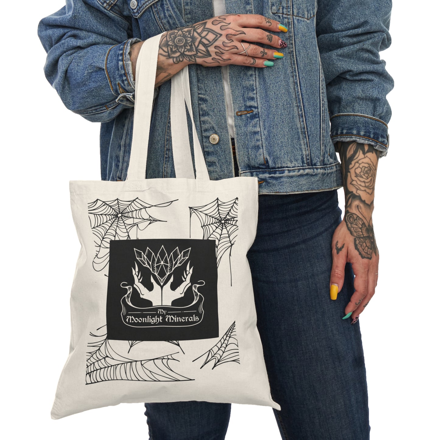 Bohemian Tote Bag, Eco-Friendly Shopping Bag, Nature Lover Gift, Festival Accessory, Minimalist Handbag, Moonlight Minerals Design