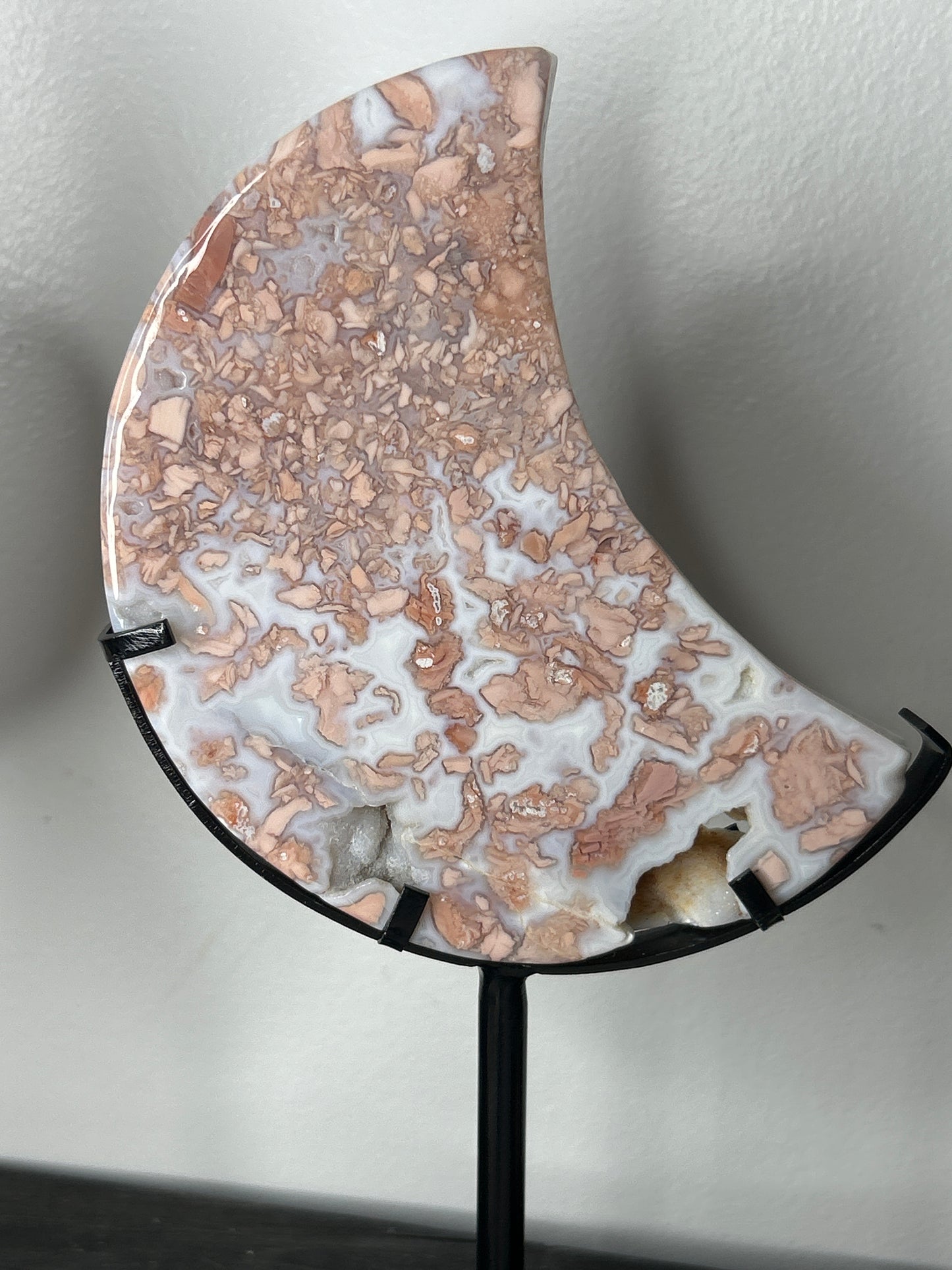 Cotton Candy Agate Moon on Stand