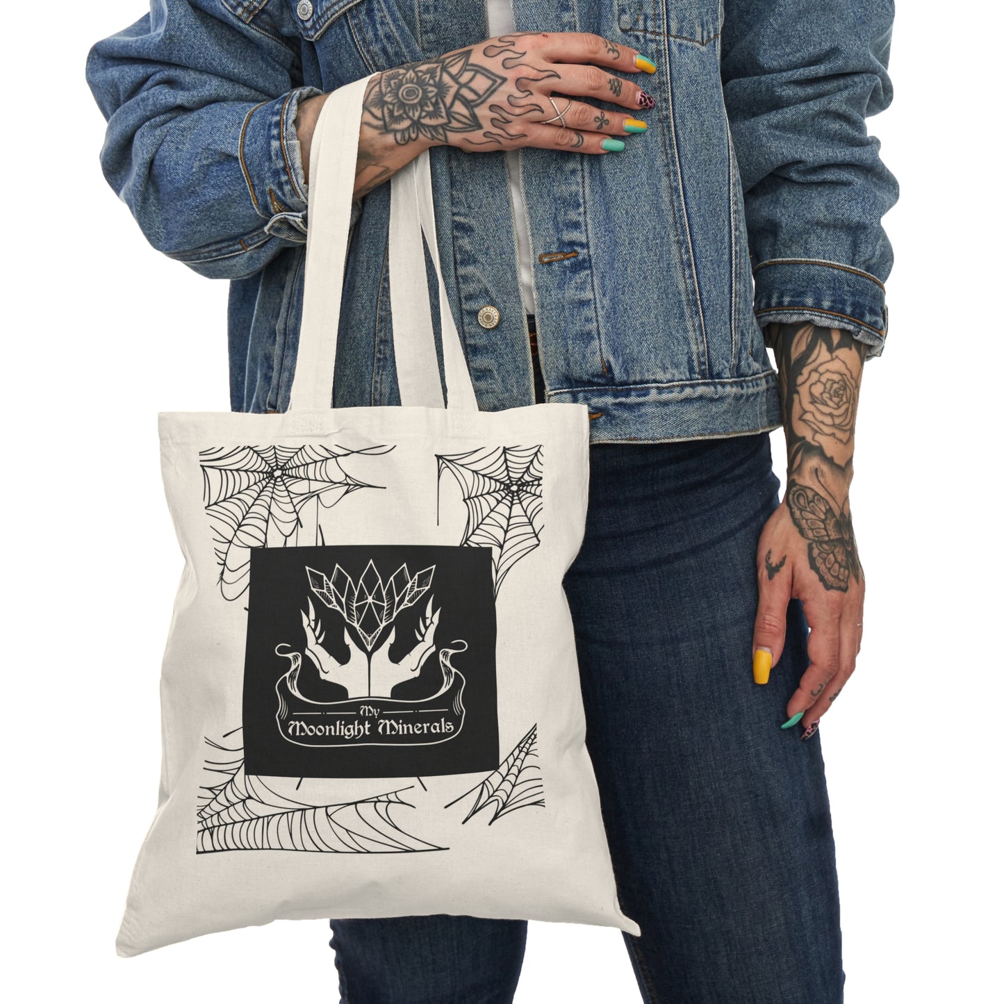 Bohemian Tote Bag, Eco-Friendly Shopping Bag, Nature Lover Gift, Festival Accessory, Minimalist Handbag, Moonlight Minerals Design