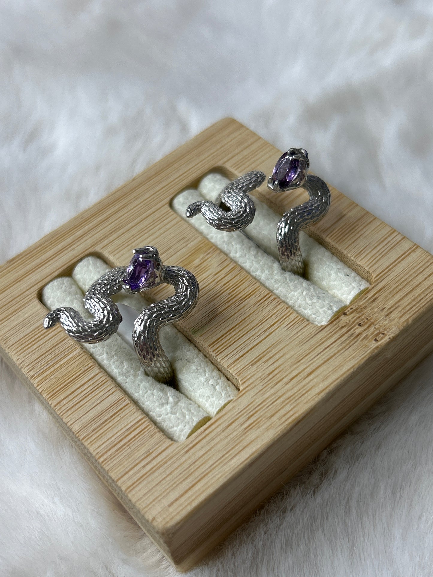 Amethyst Snake Ring 925 Sterling Silver
