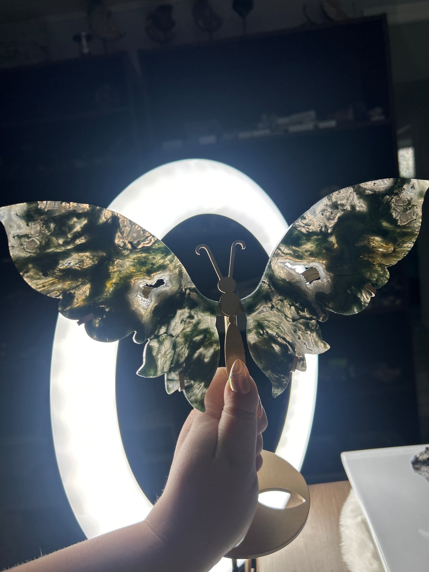 Moss Agate Butterfly Wings