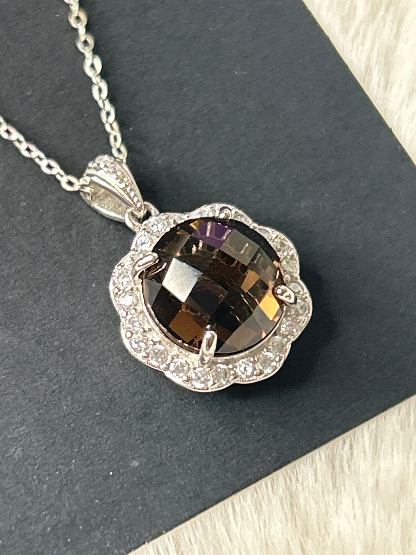 Smokey Quartz 925 Sterling Silver Necklace