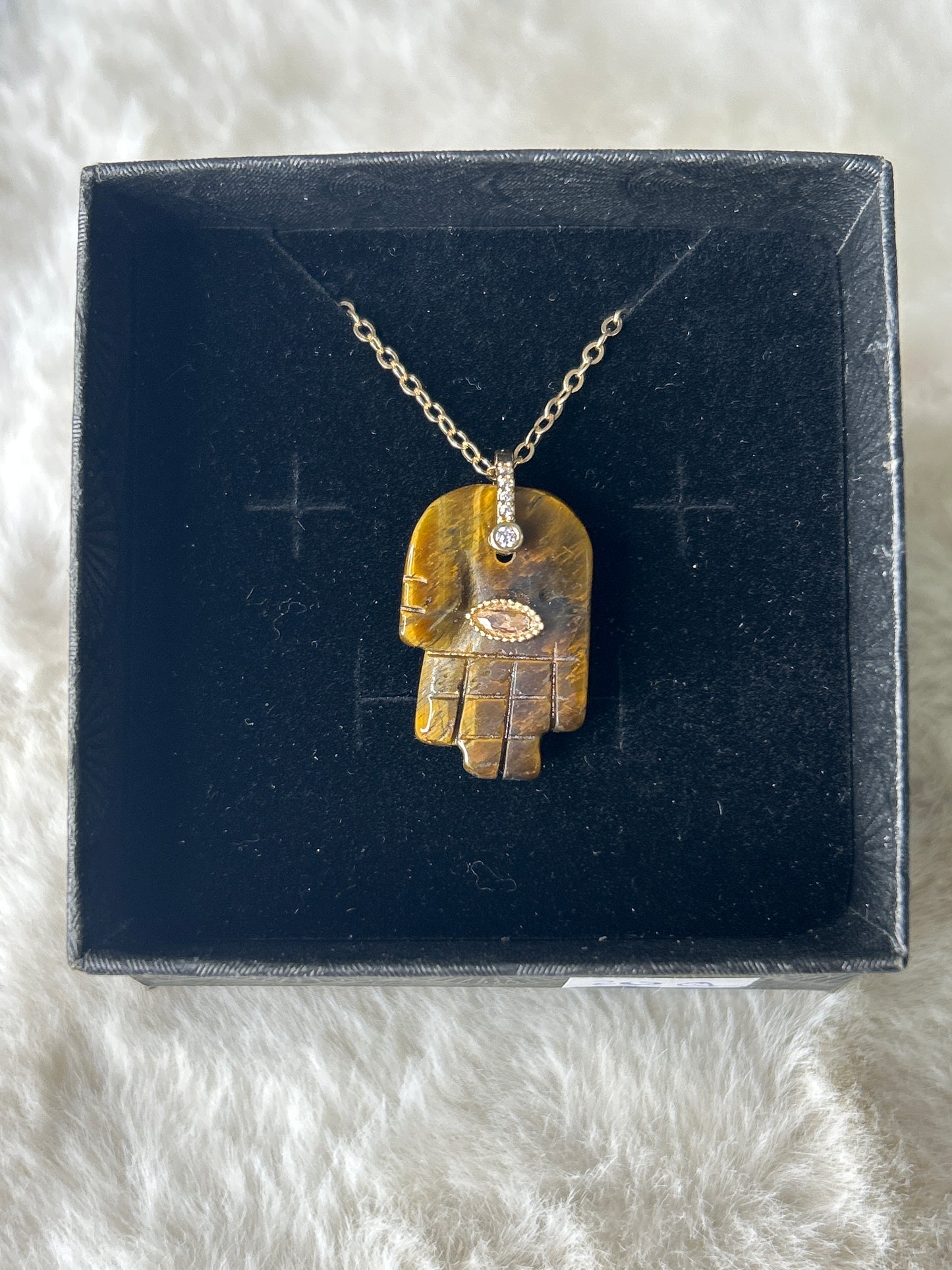 Tigers Eye Hamsa Necklace