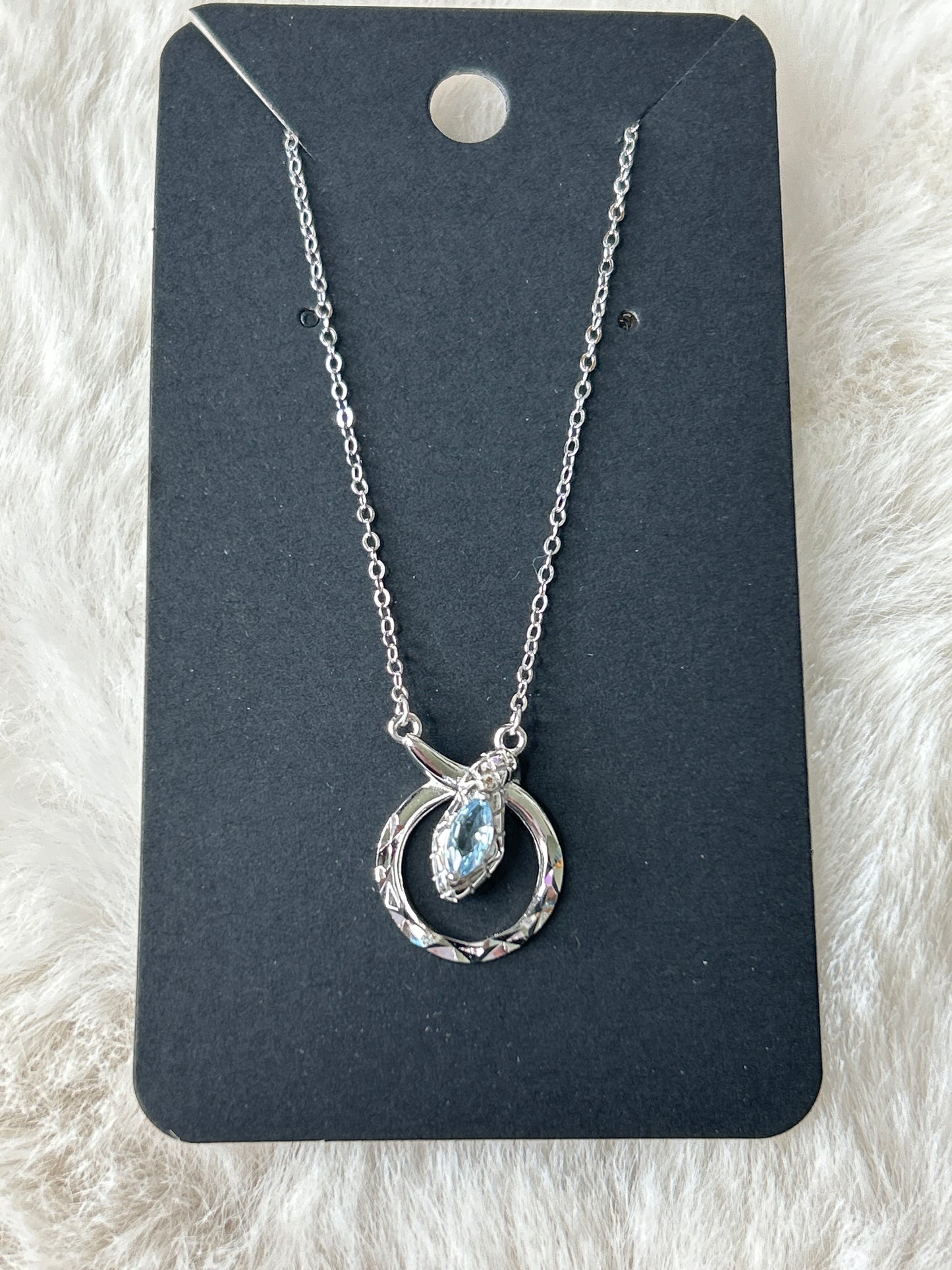 Aquamarine Snake Necklace 925 Sterling Silver
