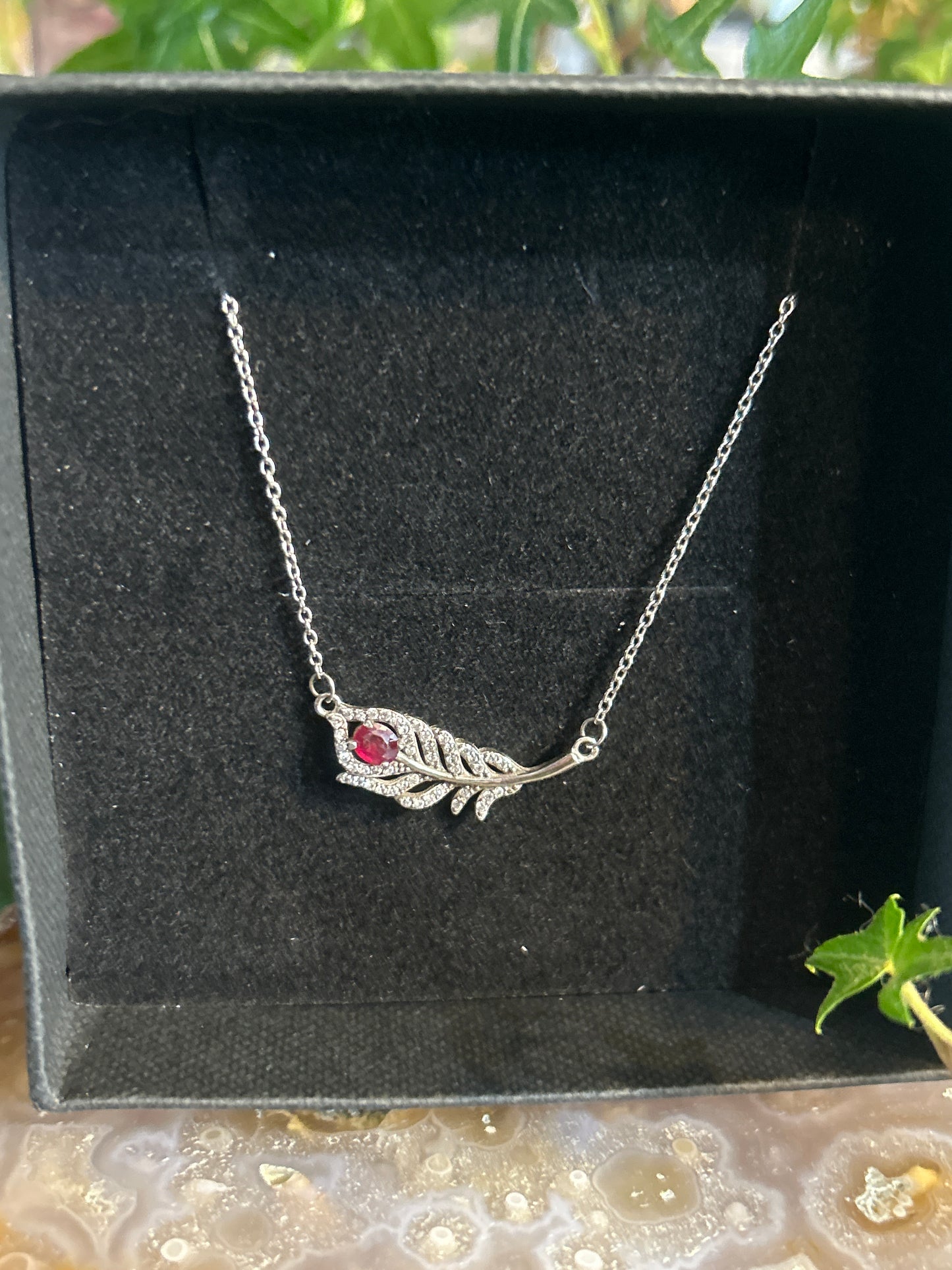 925 Sterling Silver Ruby Necklace
