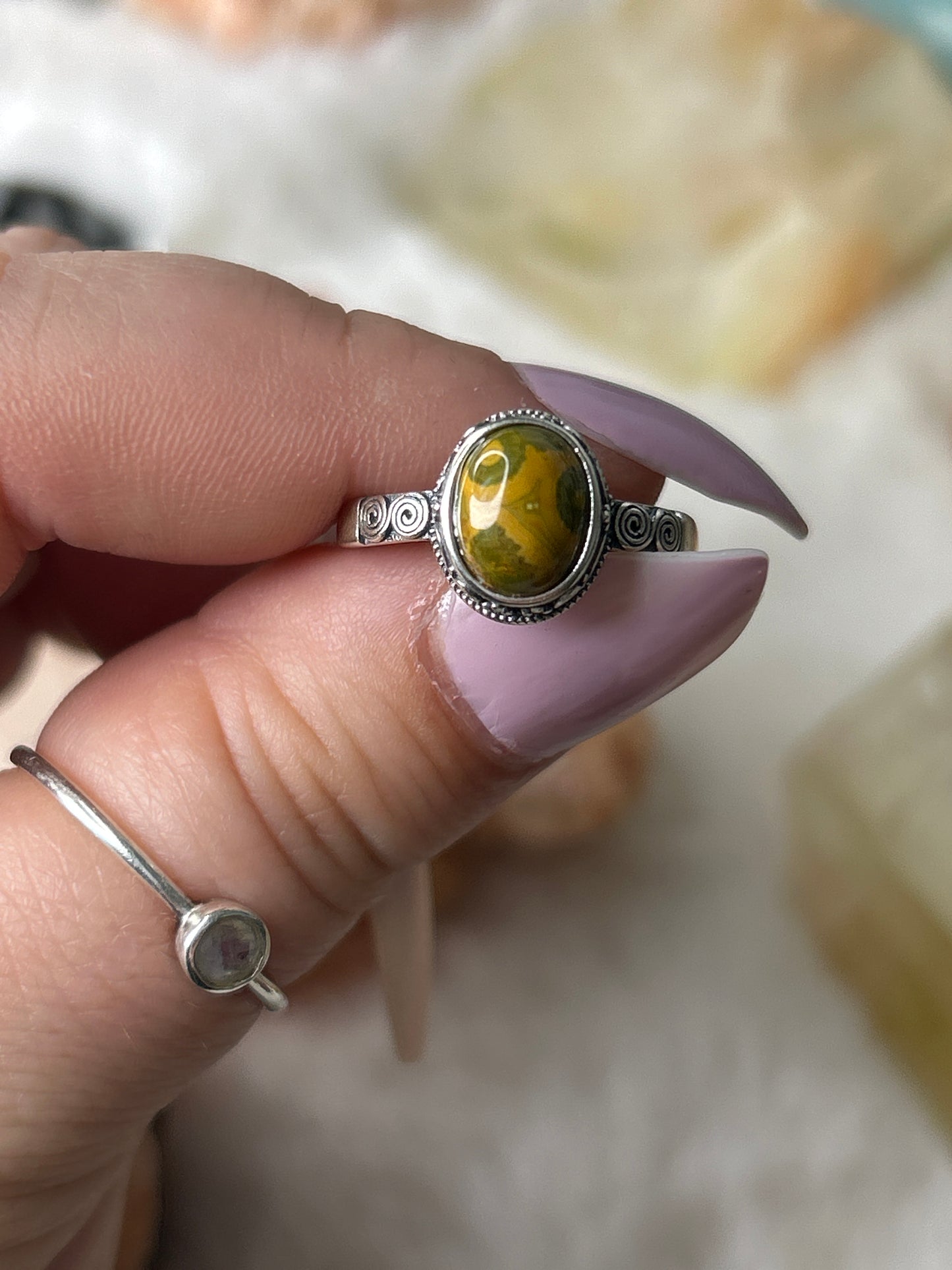 925 Sterling Silver Ocean Jasper Ring