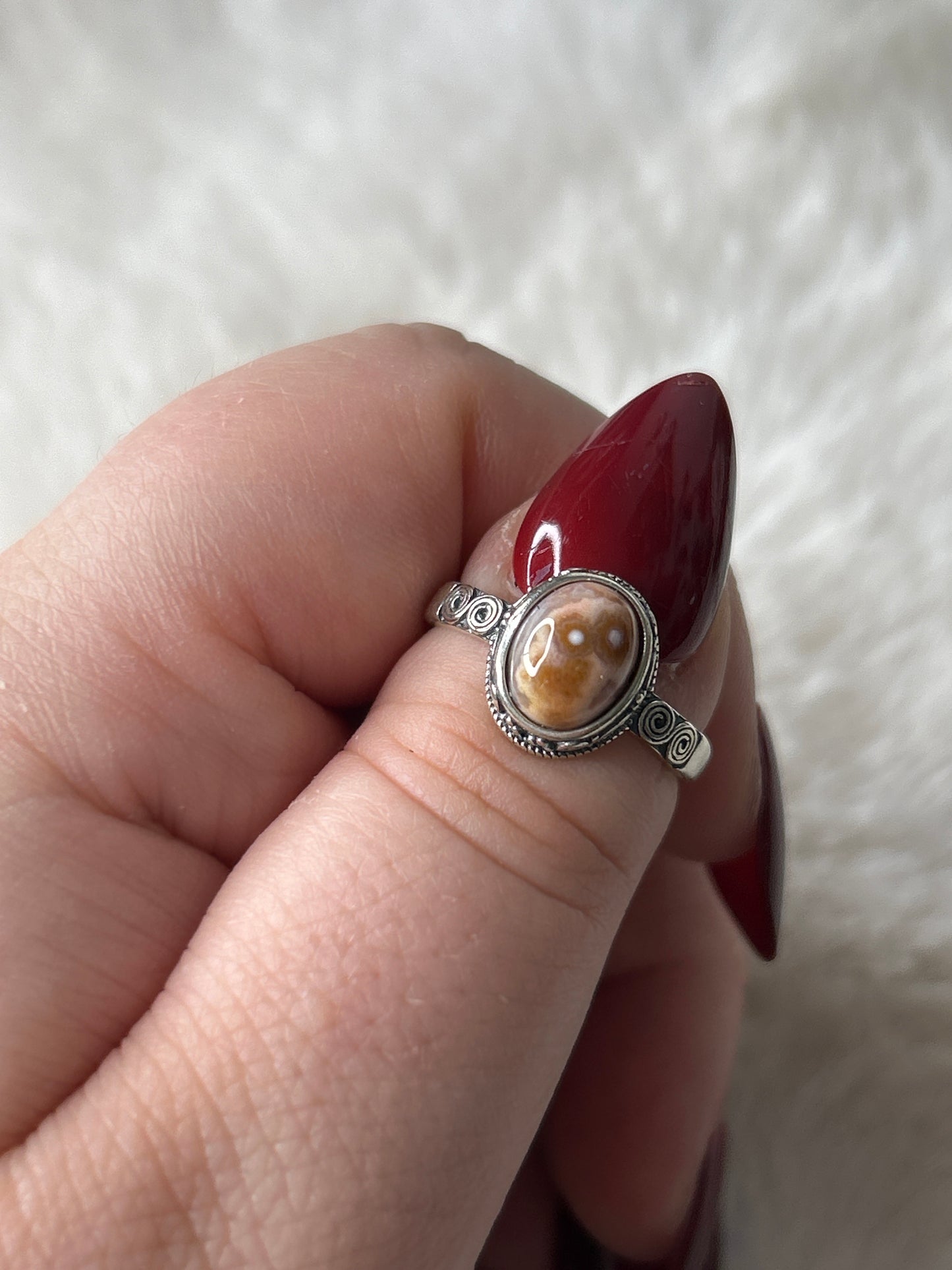 925 Sterling Silver Ocean Jasper Ring