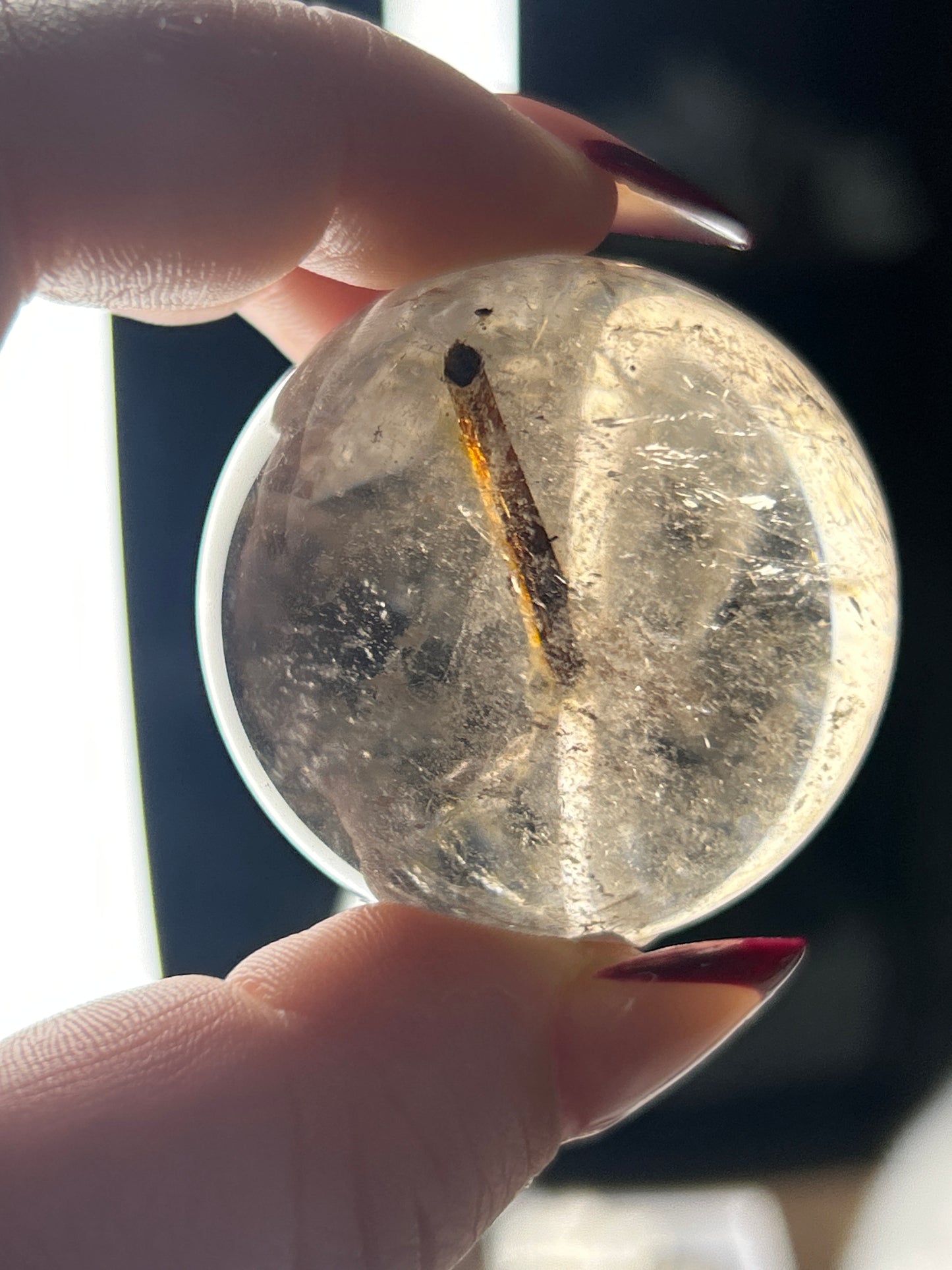 Smoky Quartz Sphere with Included Quartz Point