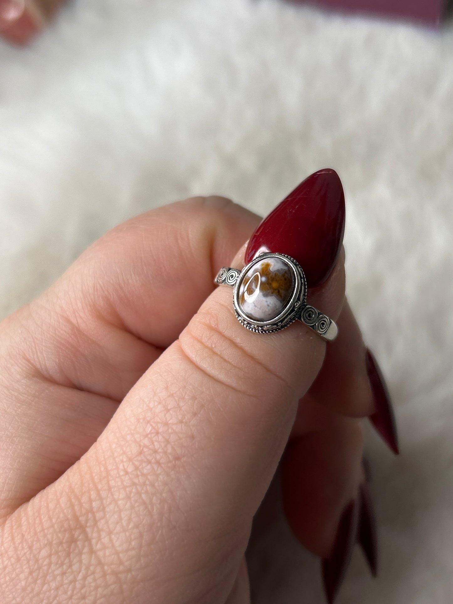 925 Sterling Silver Ocean Jasper Ring