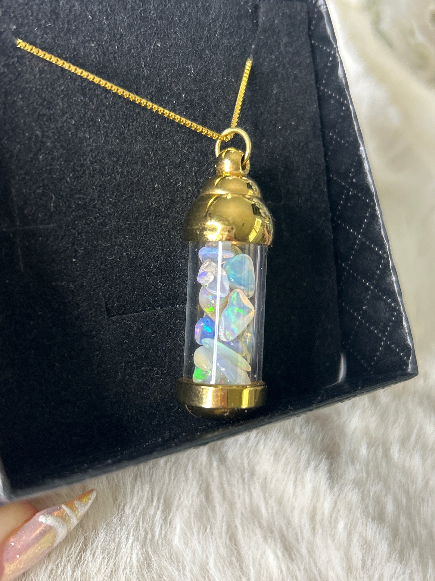 Ethiopian Opal Vial Necklace