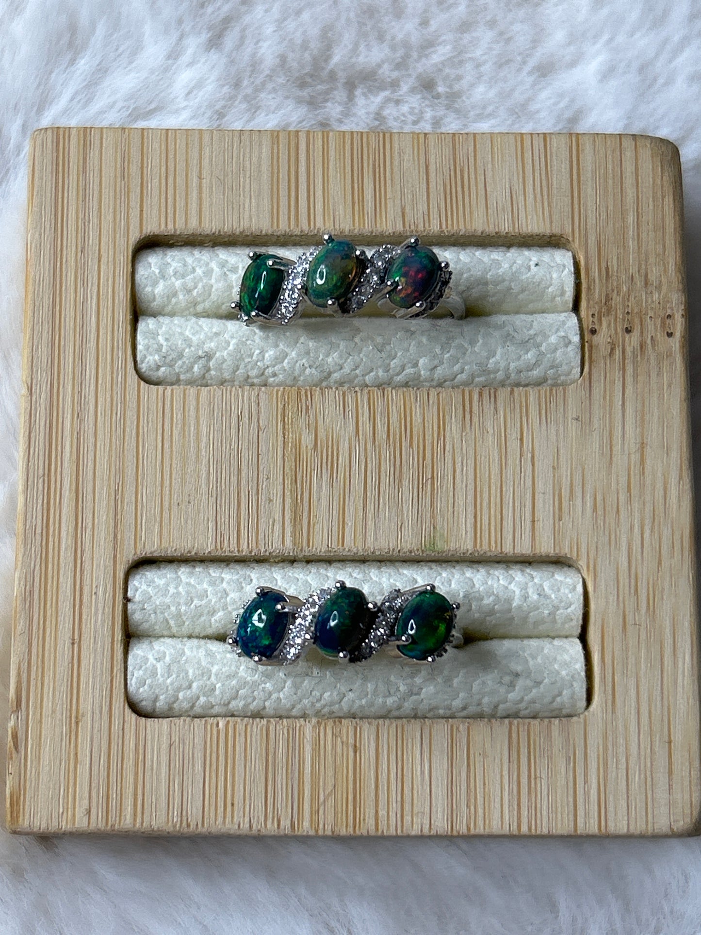 Triple Opal Ring 925 Sterling Silver