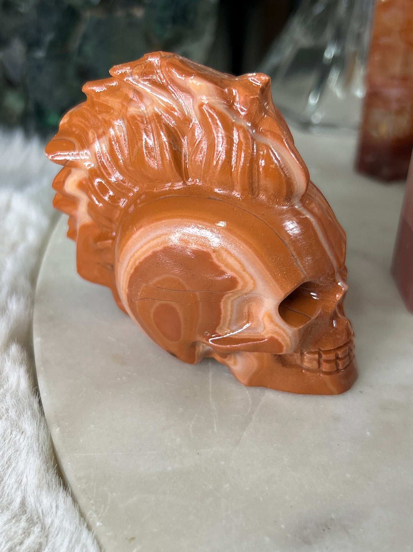 Red Jasper Mohawk Skull