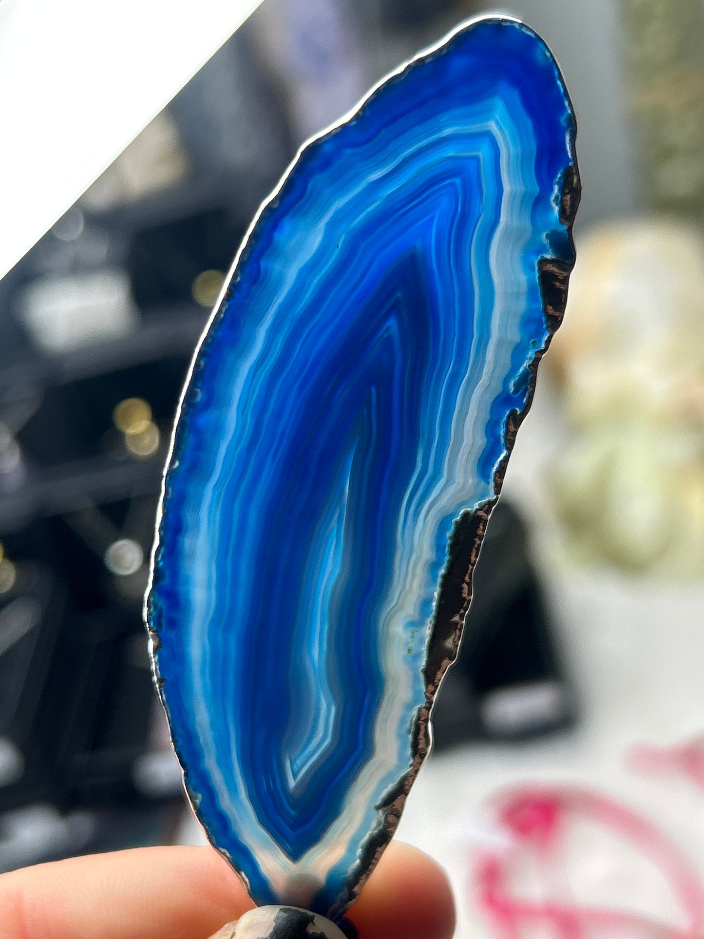 Dyed Blue Agate Slice Ornament