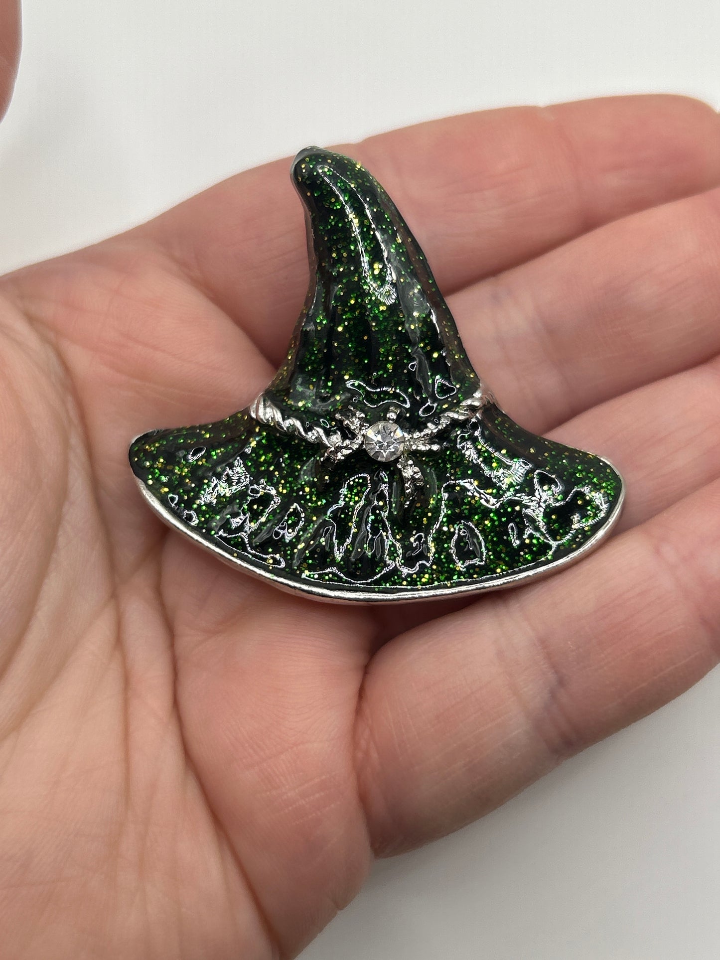 Sparkly Enamel Witch Hat Brooch