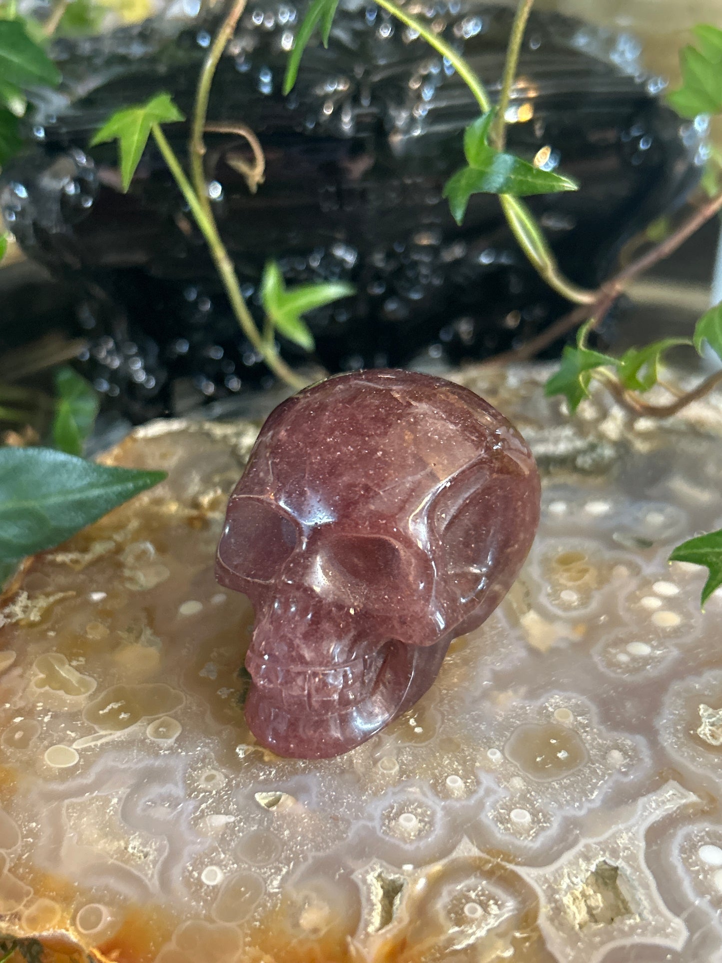 Strawberry Quartz Skull