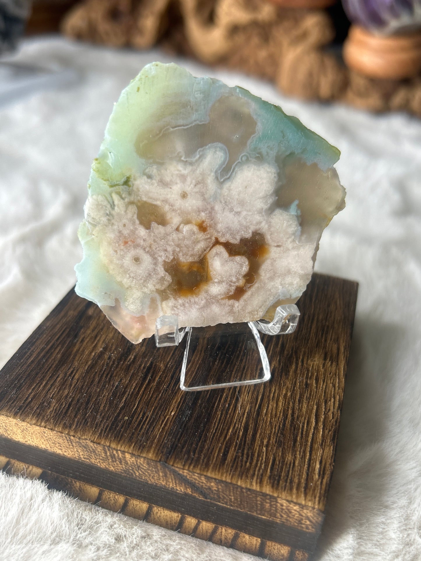 Green Flower Agate Slab