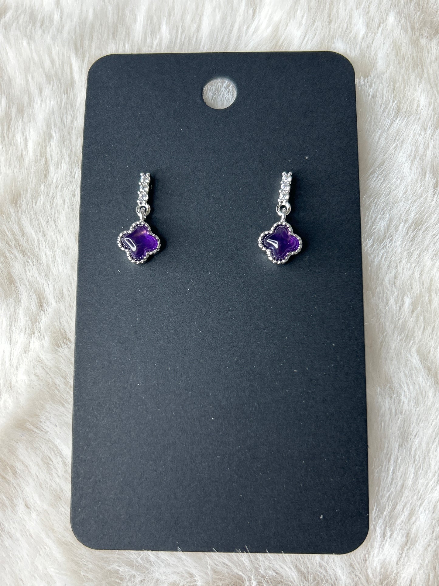 Amethyst Clover Studs 925 Sterling Silver