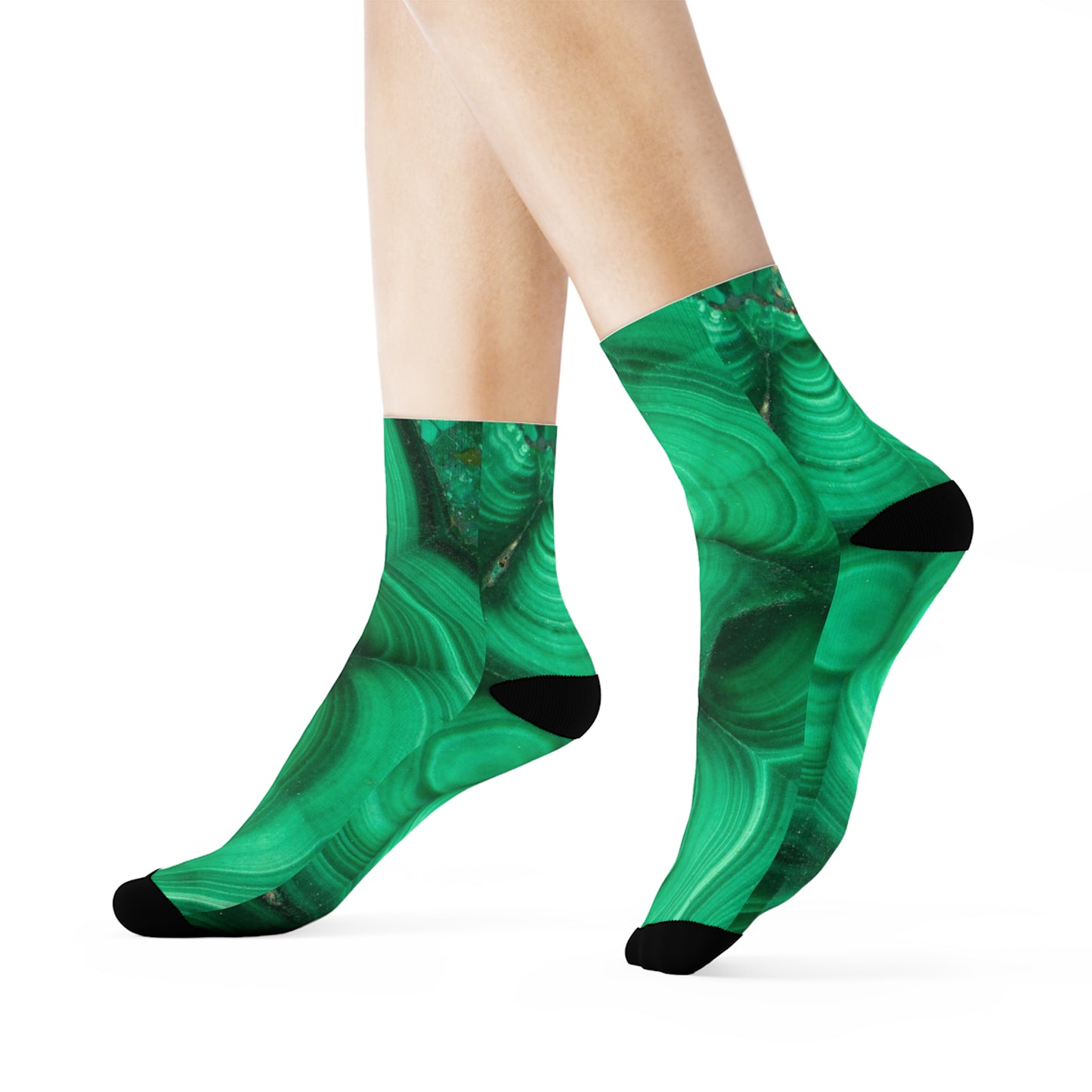 Malachite Design Crew Socks, Unique Fashion Socks, Cozy Gift for Her, Eco-Friendly Fashion, Stylish Home Accessories, Trendy Sock Gift