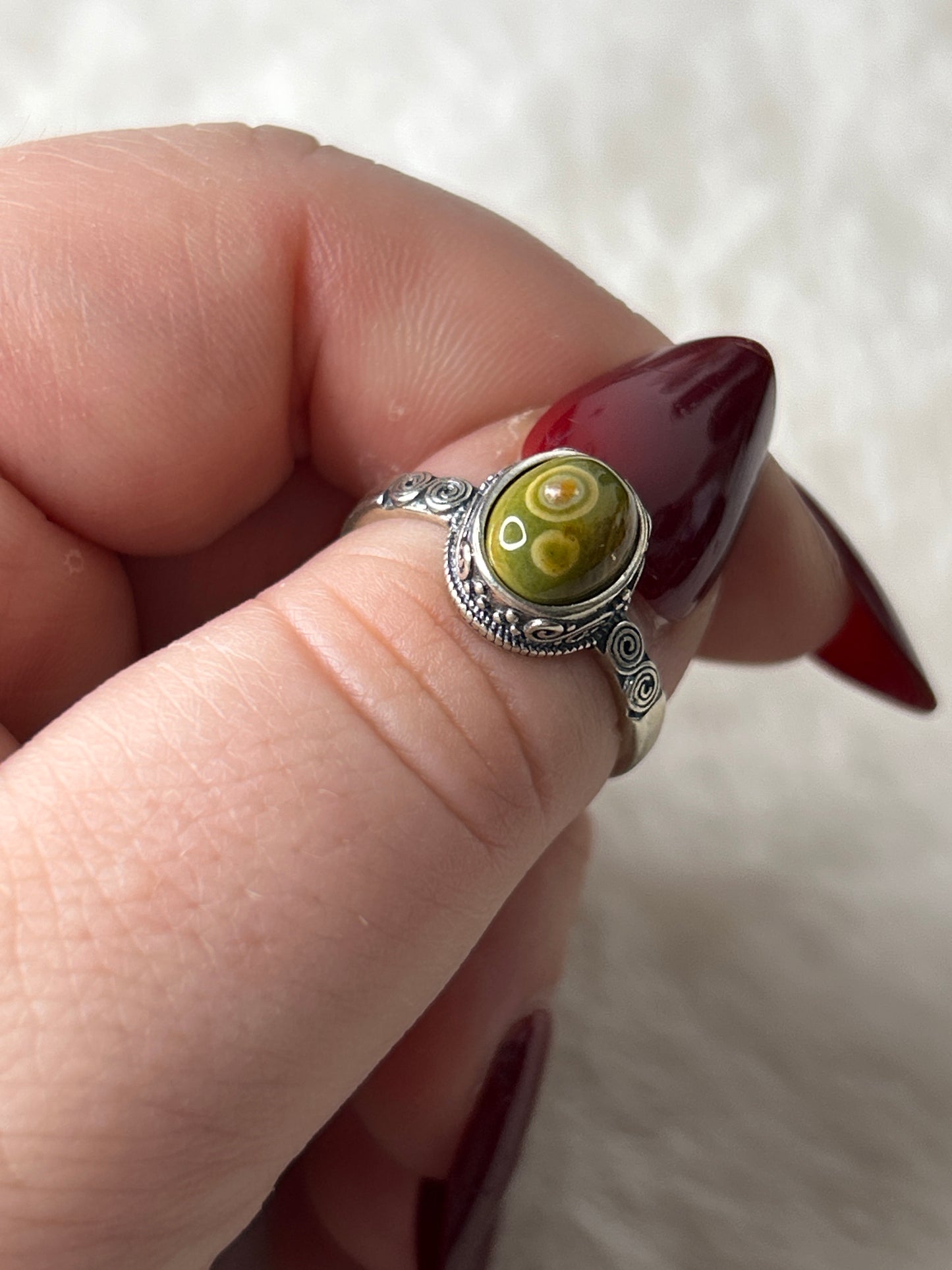 925 Sterling Silver Ocean Jasper Ring