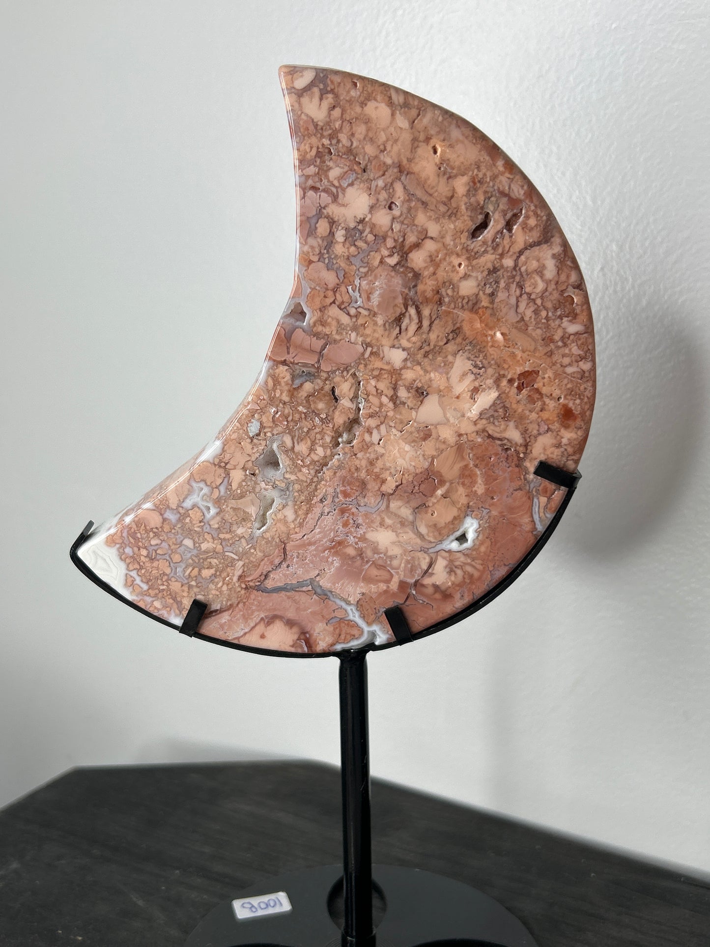Cotton Candy Agate Moon on Stand