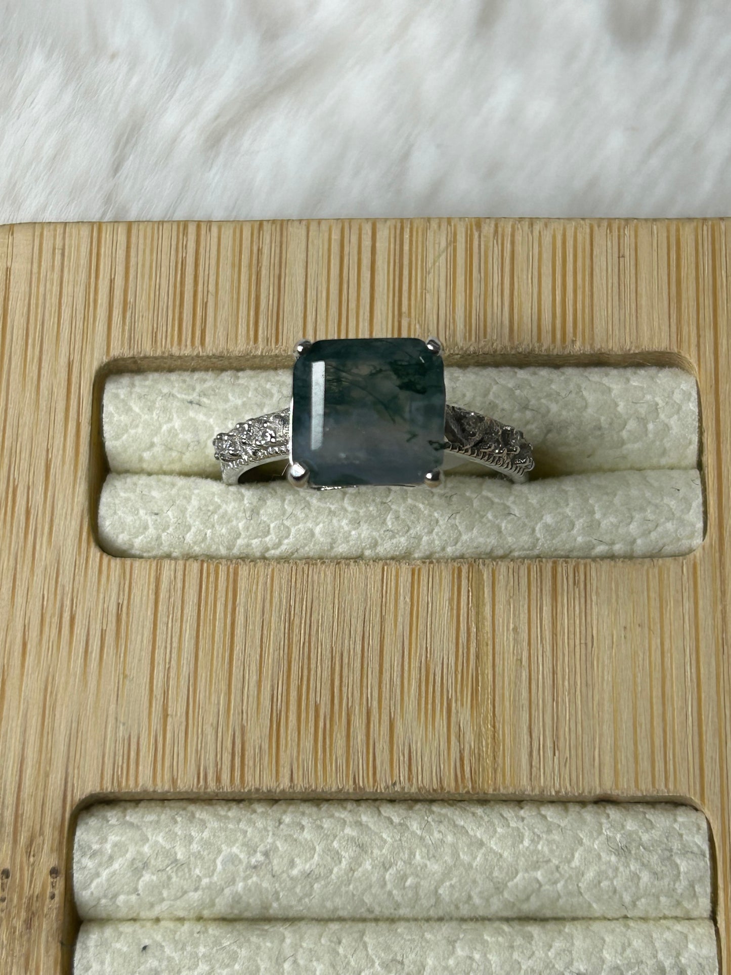 Moss Agate Ring- 925 Sterling Silver