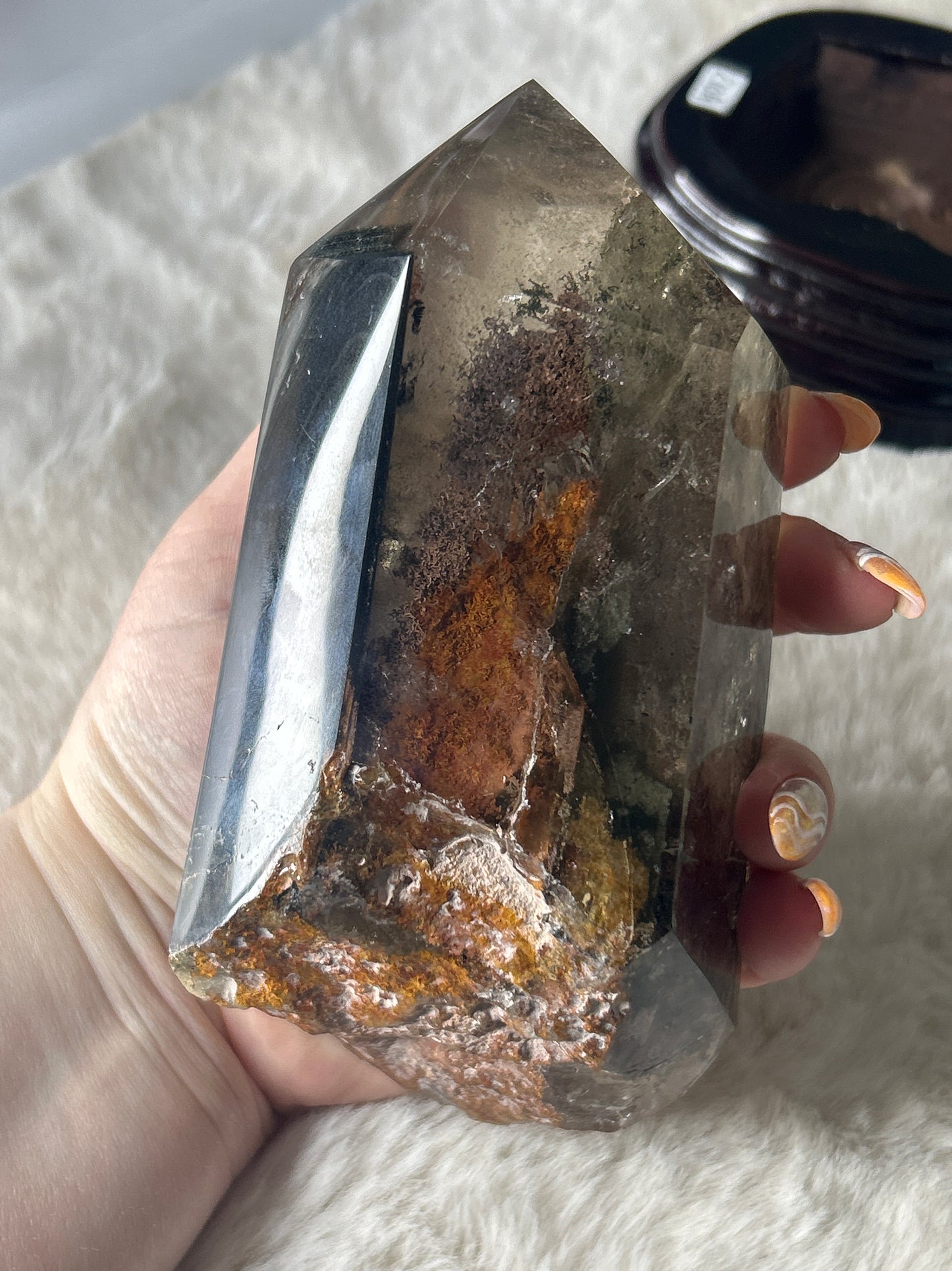 Garden Smoky Quartz with Custom Wood Base