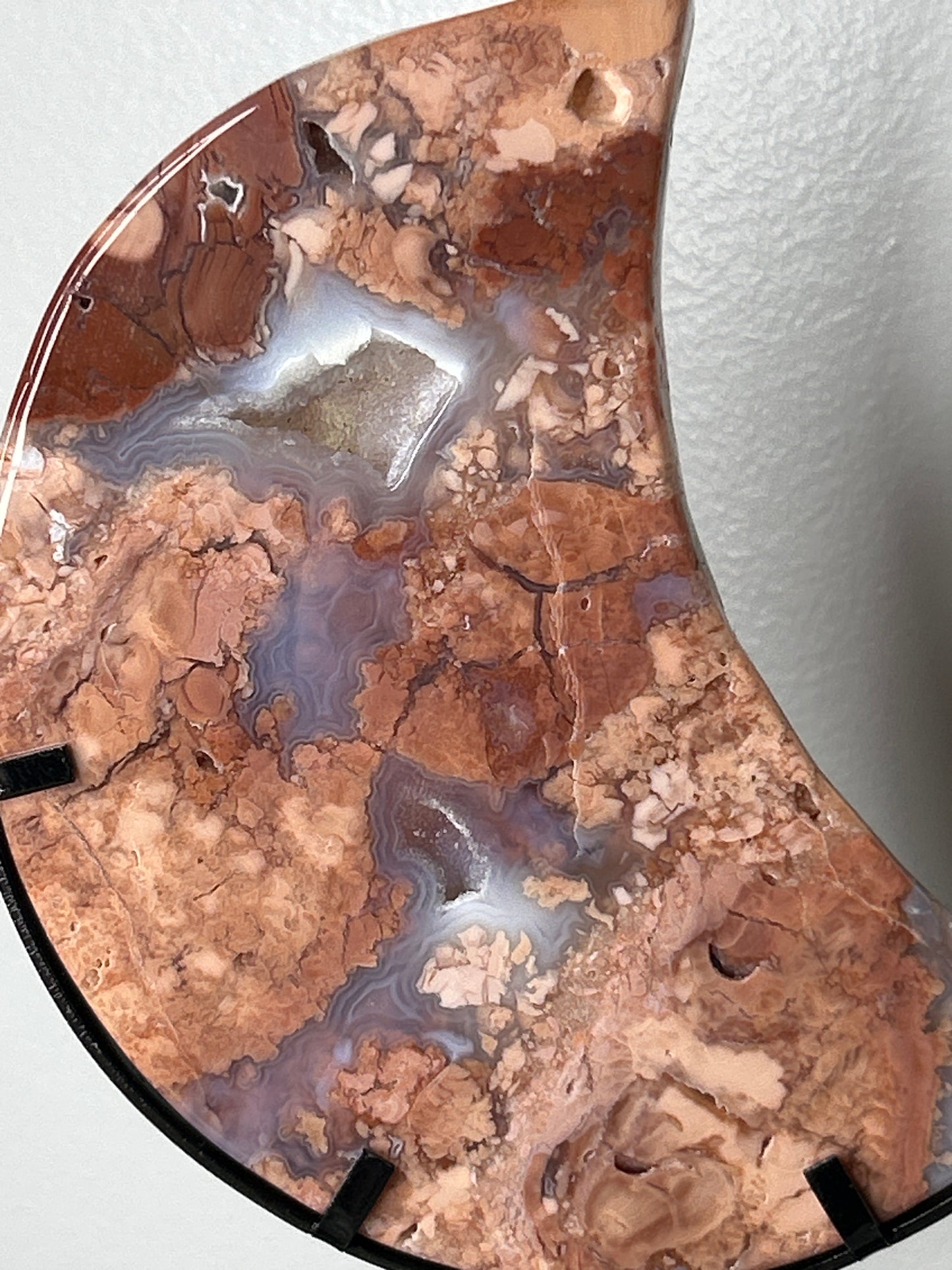 Cotton Candy Agate Moon on Stand
