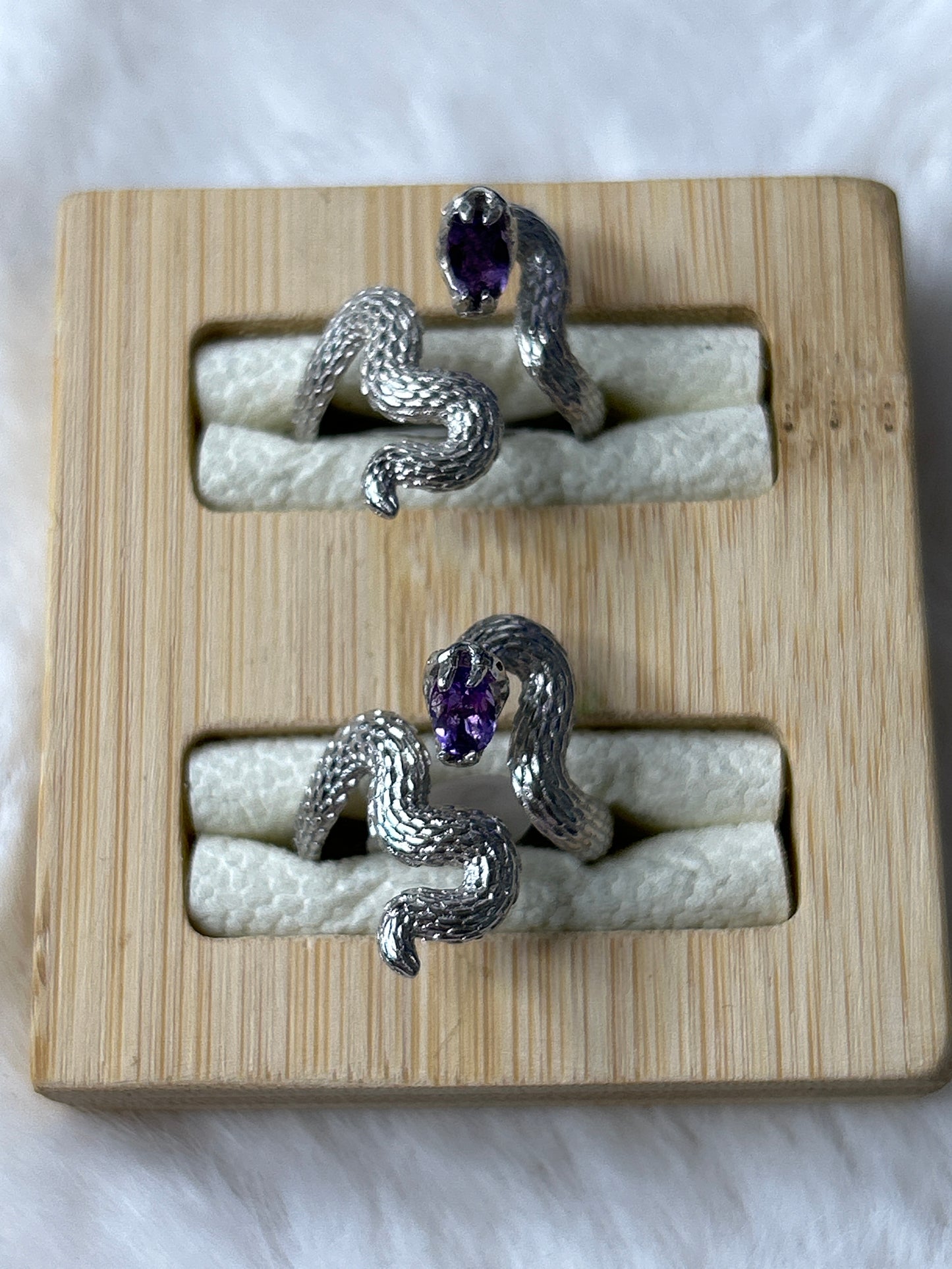 Amethyst Snake Ring 925 Sterling Silver