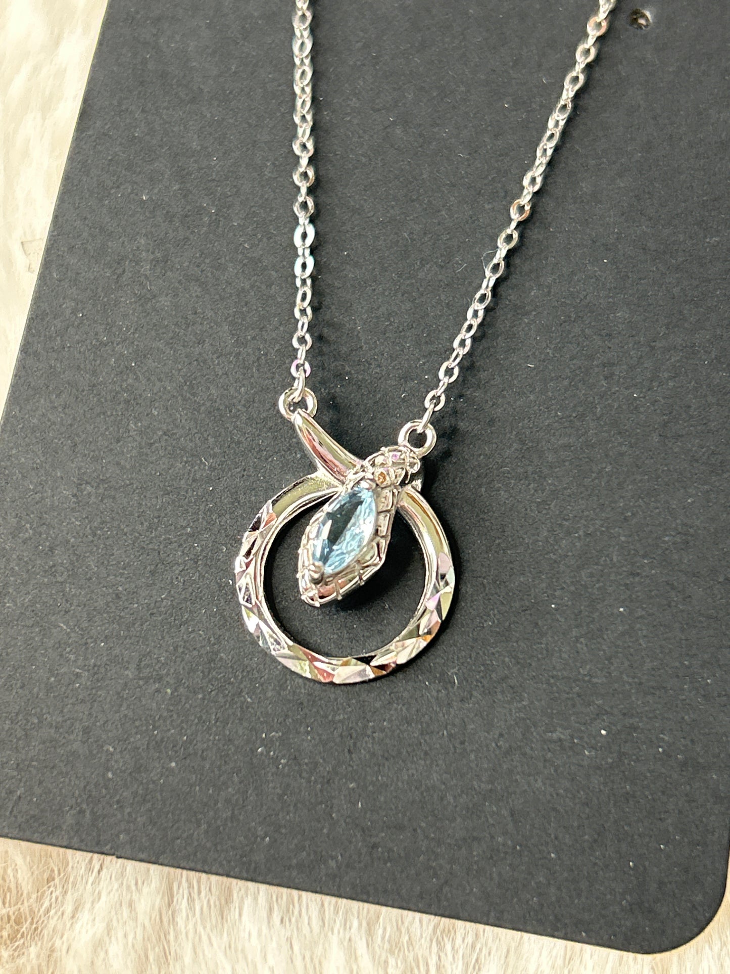 Aquamarine Snake Necklace 925 Sterling Silver