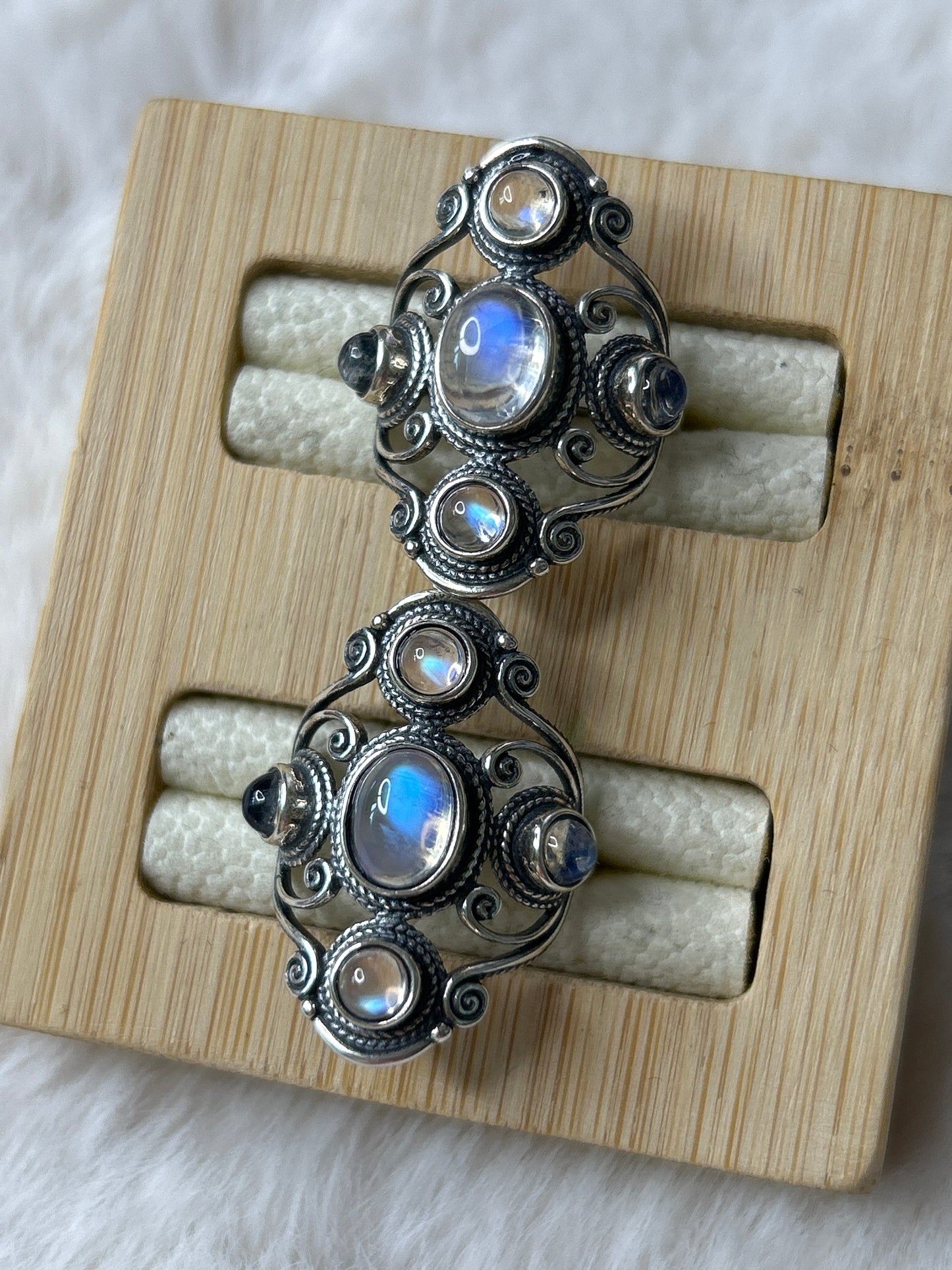 White Moonstone Statement Ring 925 Sterling Silver