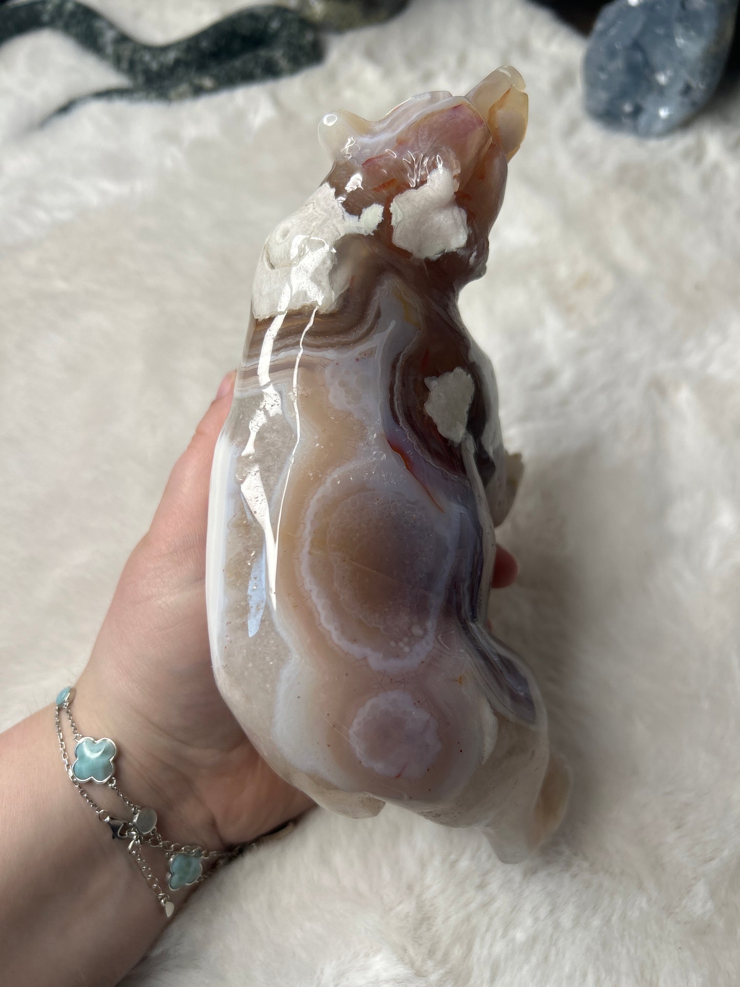 XL Flower Agate Bear
