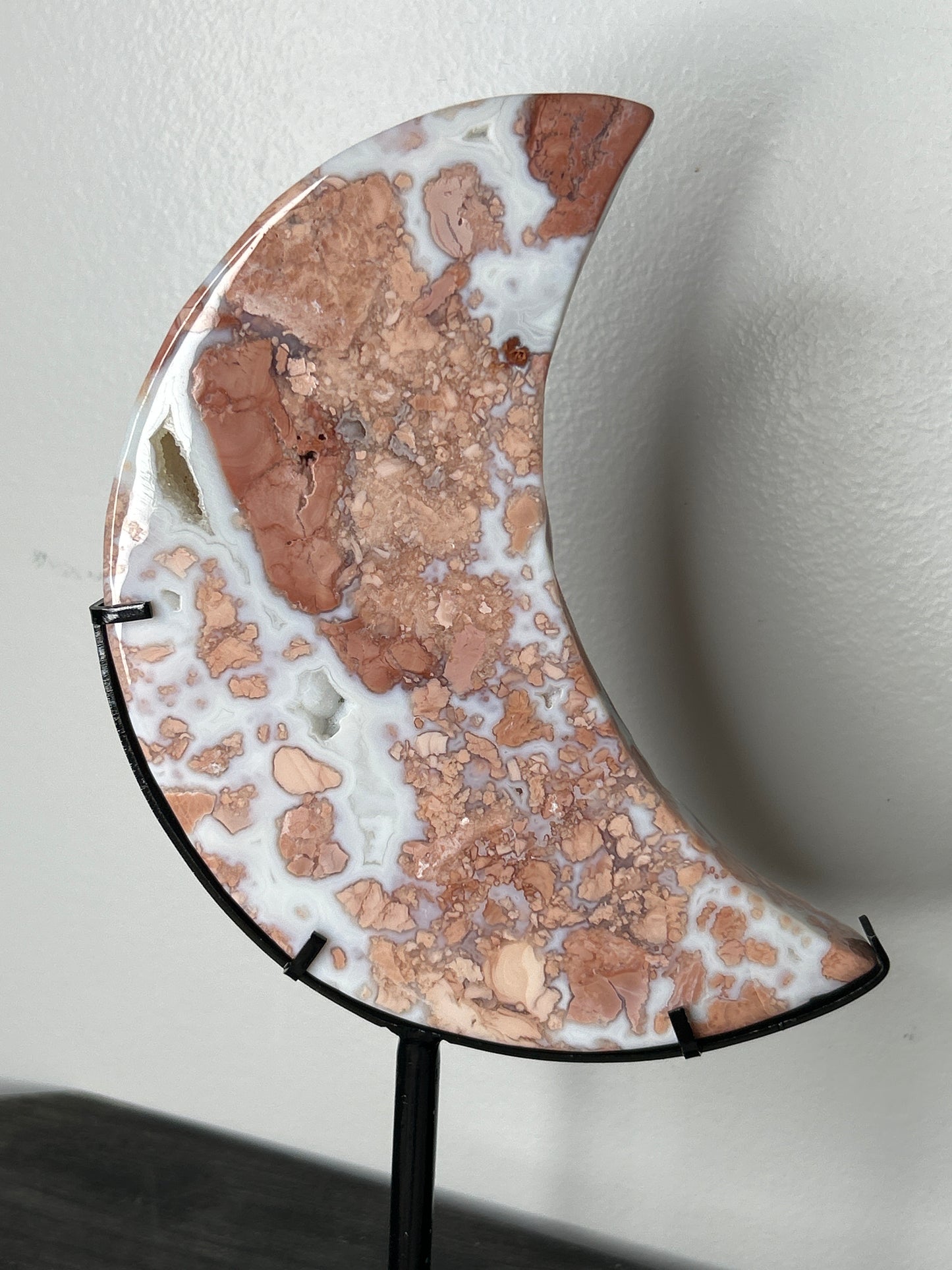 Cotton Candy Agate Moon on Stand