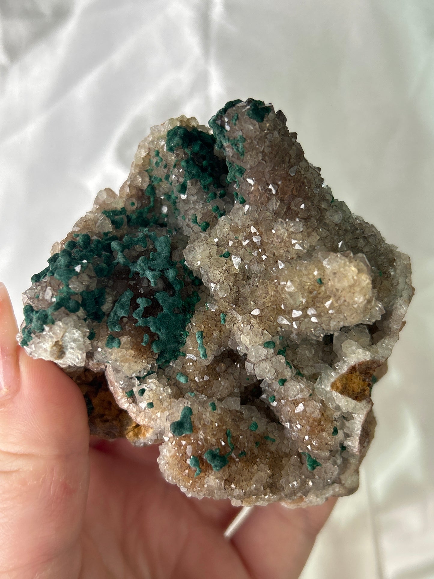 Malachite on Smoky Quartz