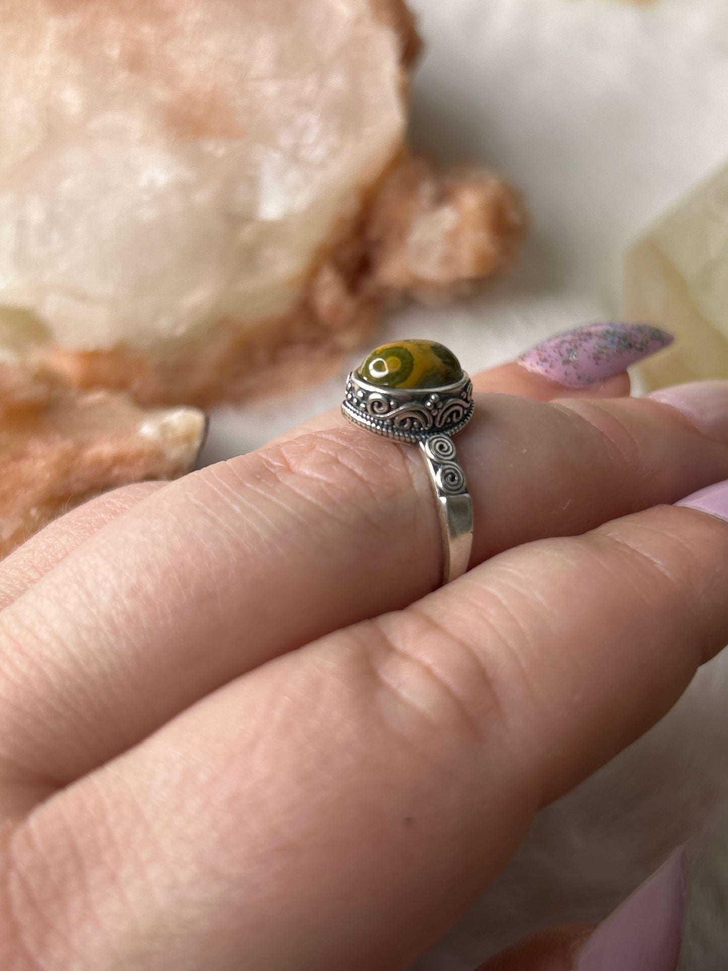 925 Sterling Silver Ocean Jasper Ring