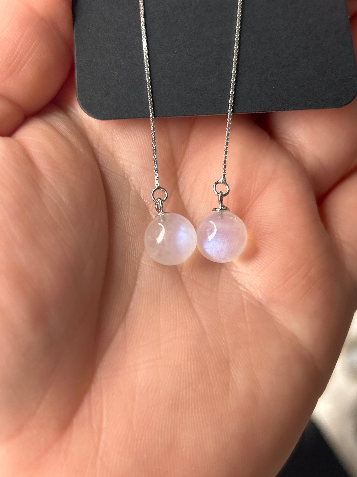 925 Sterling Silver Moonstone Thread Earrings