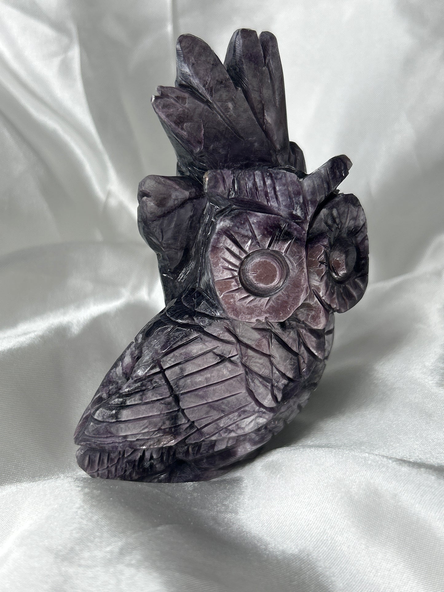 Gem Lepidolite Owl