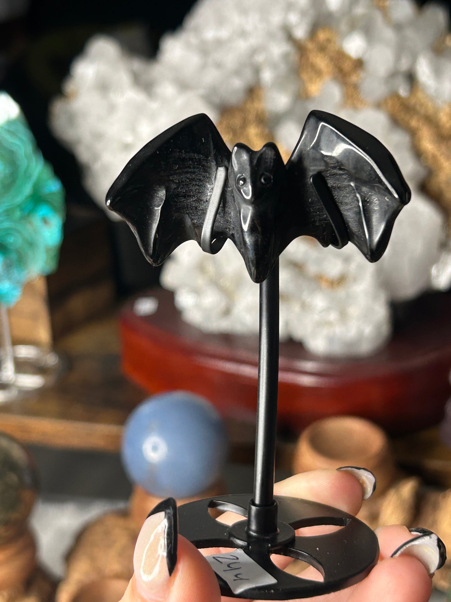 Obsidian Bat with stand