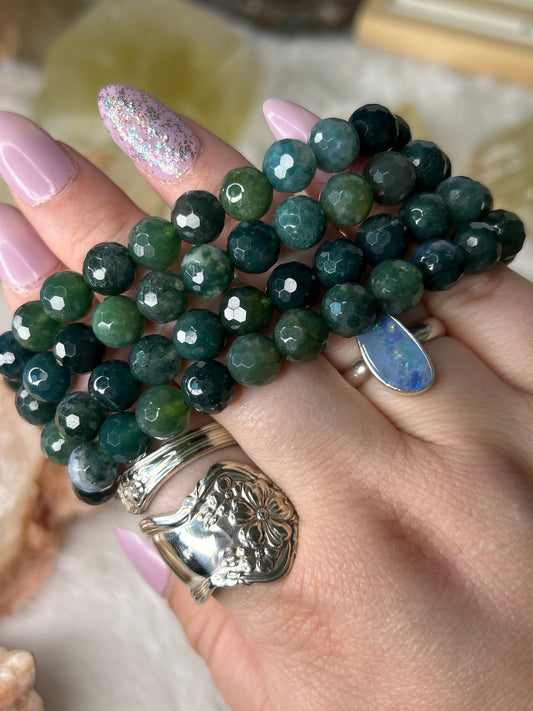 Faceted Moss Agate Bracelet