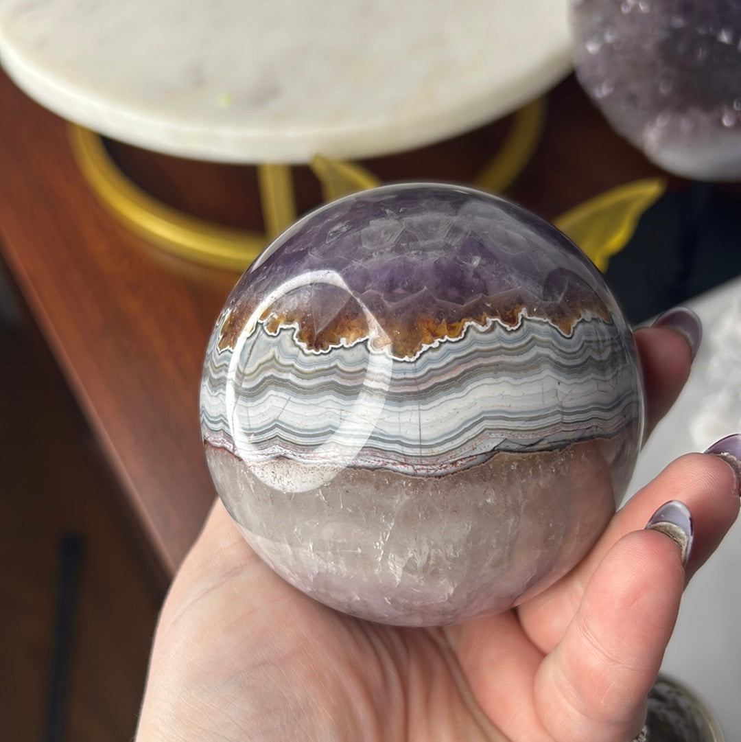 Amethyst x Agate Sphere