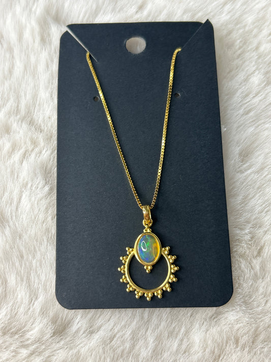 Gold Plated 925 Sterling Silver Opal Necklace