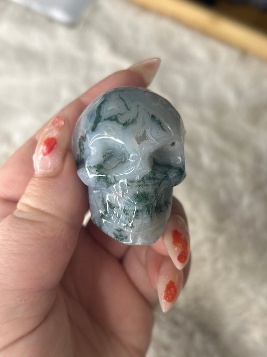Moss Agate Skull