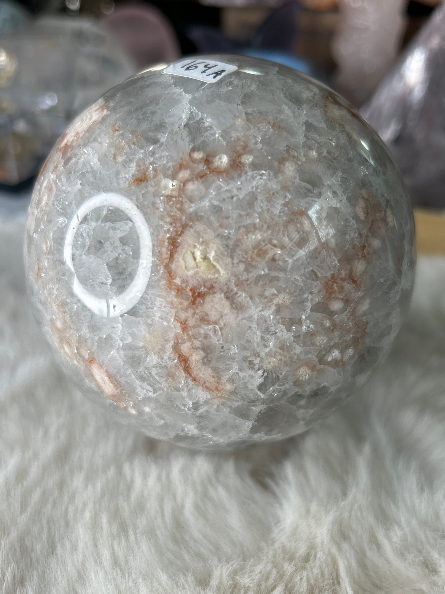 XL Flower Agate x Green Quartz Sphere