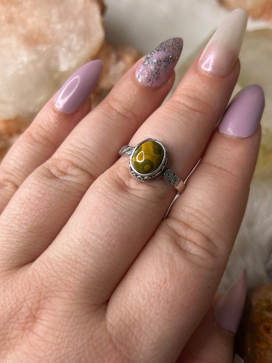 925 Sterling Silver Ocean Jasper Ring