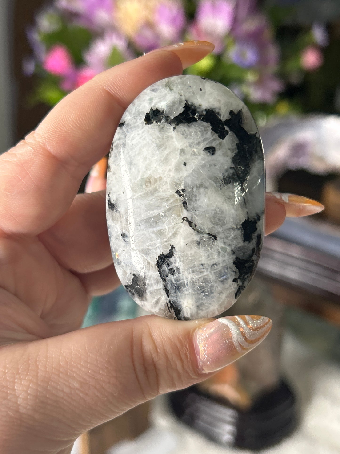 Rainbow Moonstone Palm Stone
