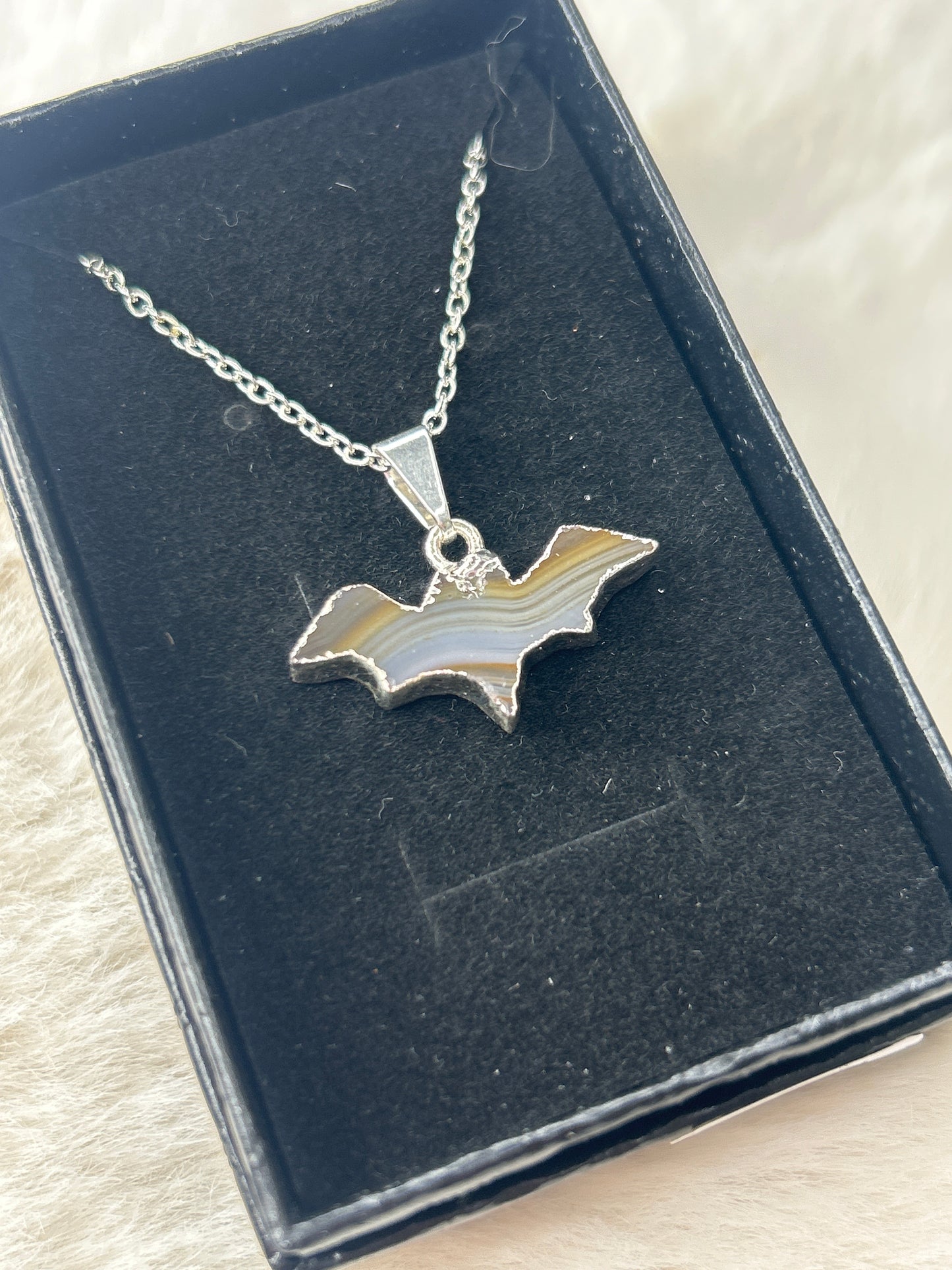 Agate Bat Necklace