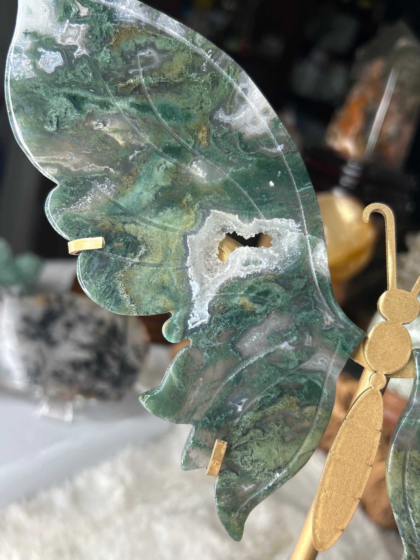 Moss Agate Butterfly Wings