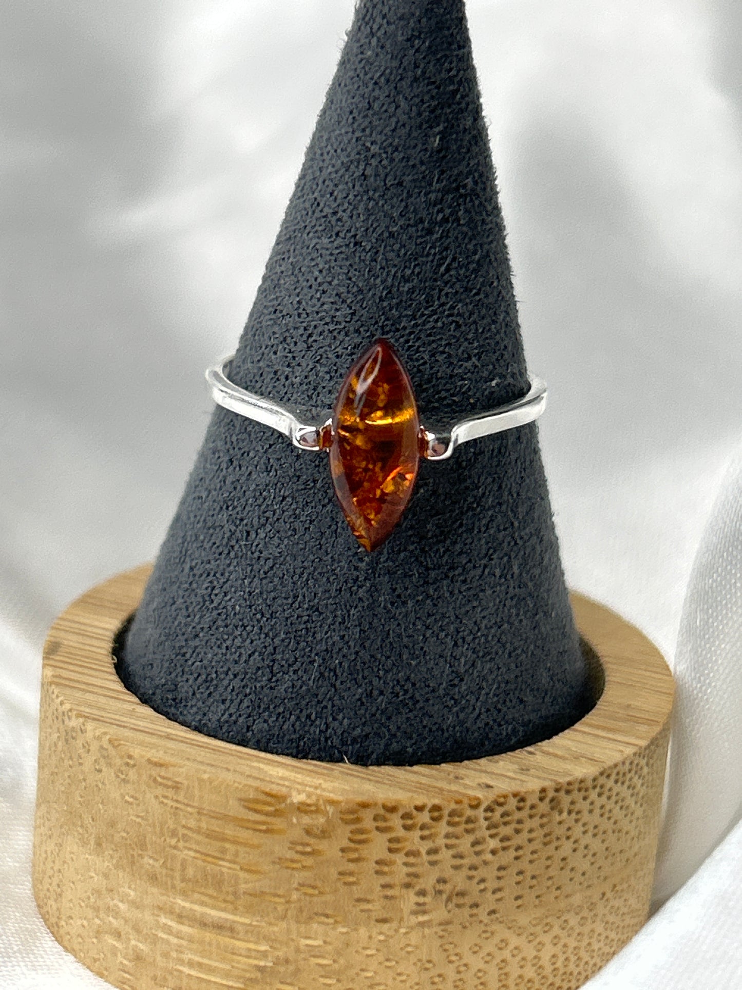 .925 Sterling Silver Amber Ring